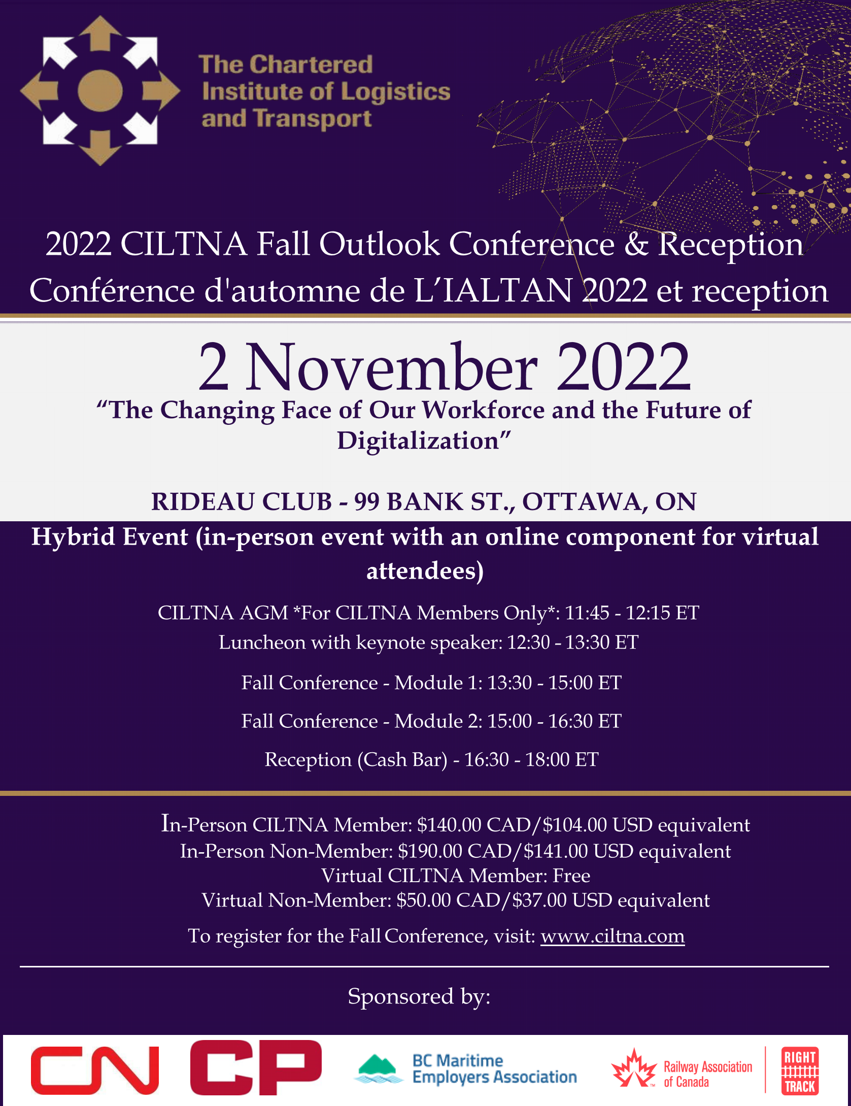 REGISTER NOW! - 2022 CILTNA Hybrid Fall Outlook Conference & Reception: The Changing Face of Our Workforce and the Future of Digitalization