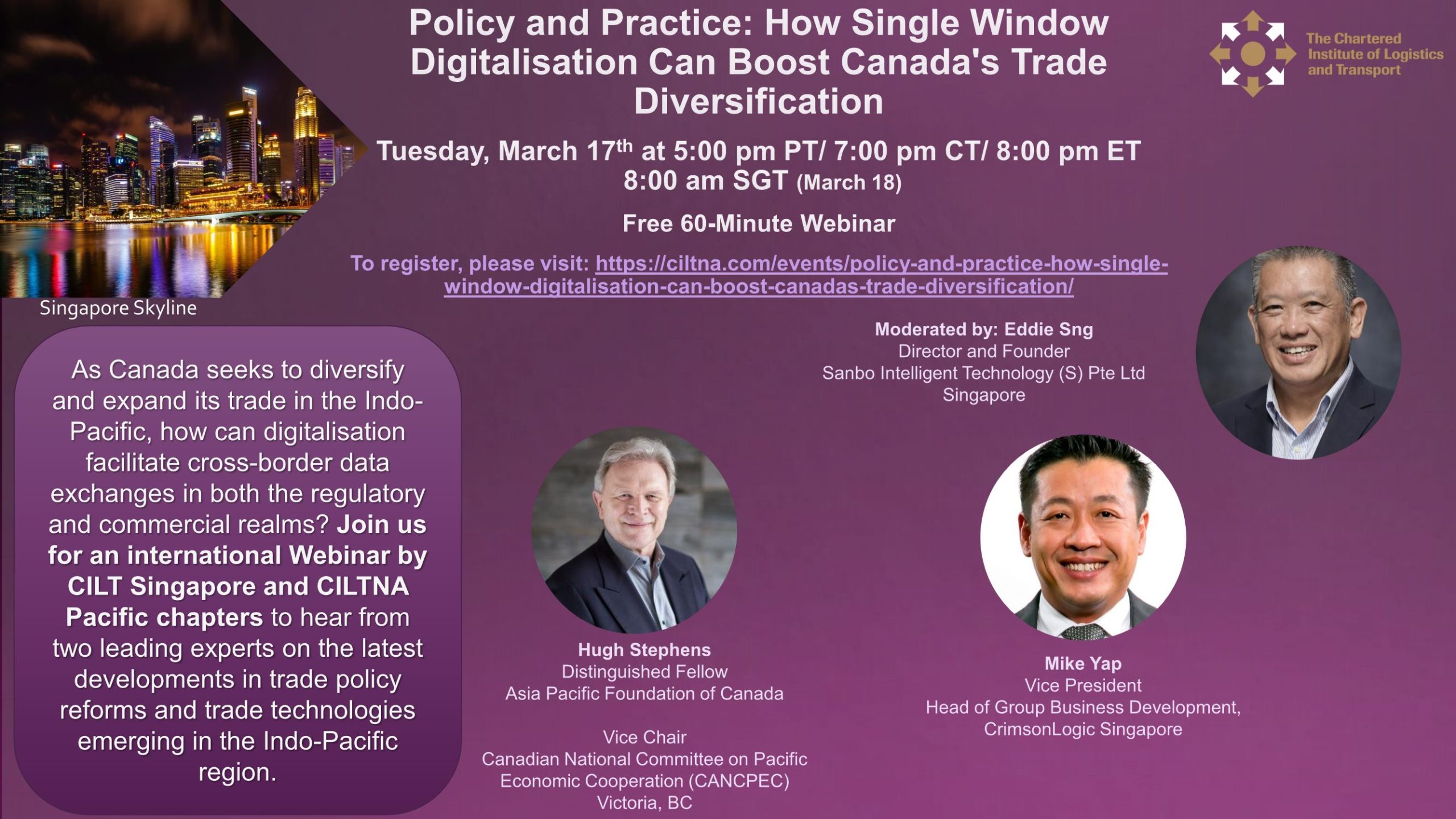 17 March 2026 - CILTNA Webinar: "Policy and Practice: How Single Window Digitalisation Can Boost Canada's Trade Diversification"