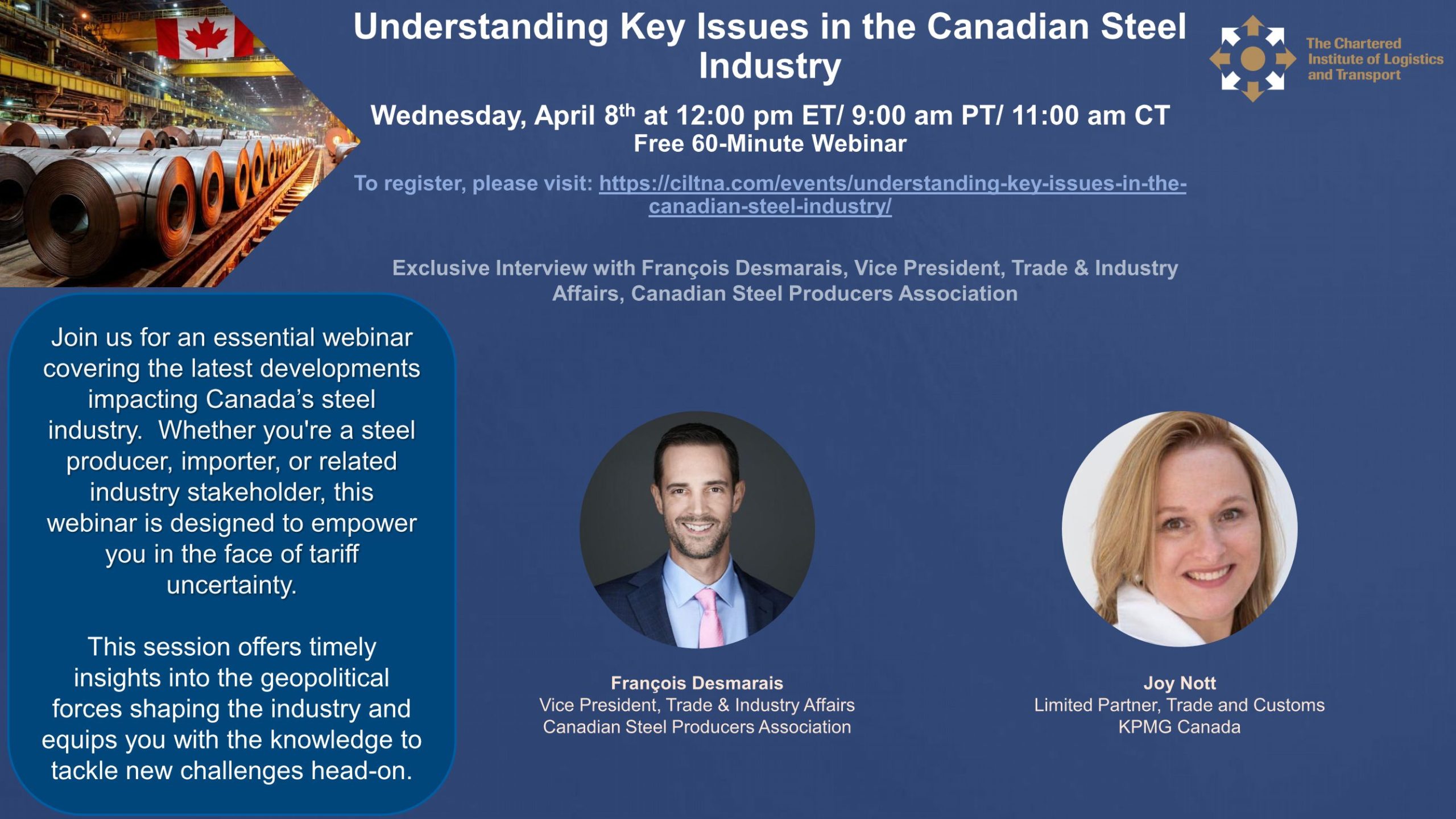 8 April 2026 - CILTNA Webinar: "Understanding Key Issues in the Canadian Steel Industry"