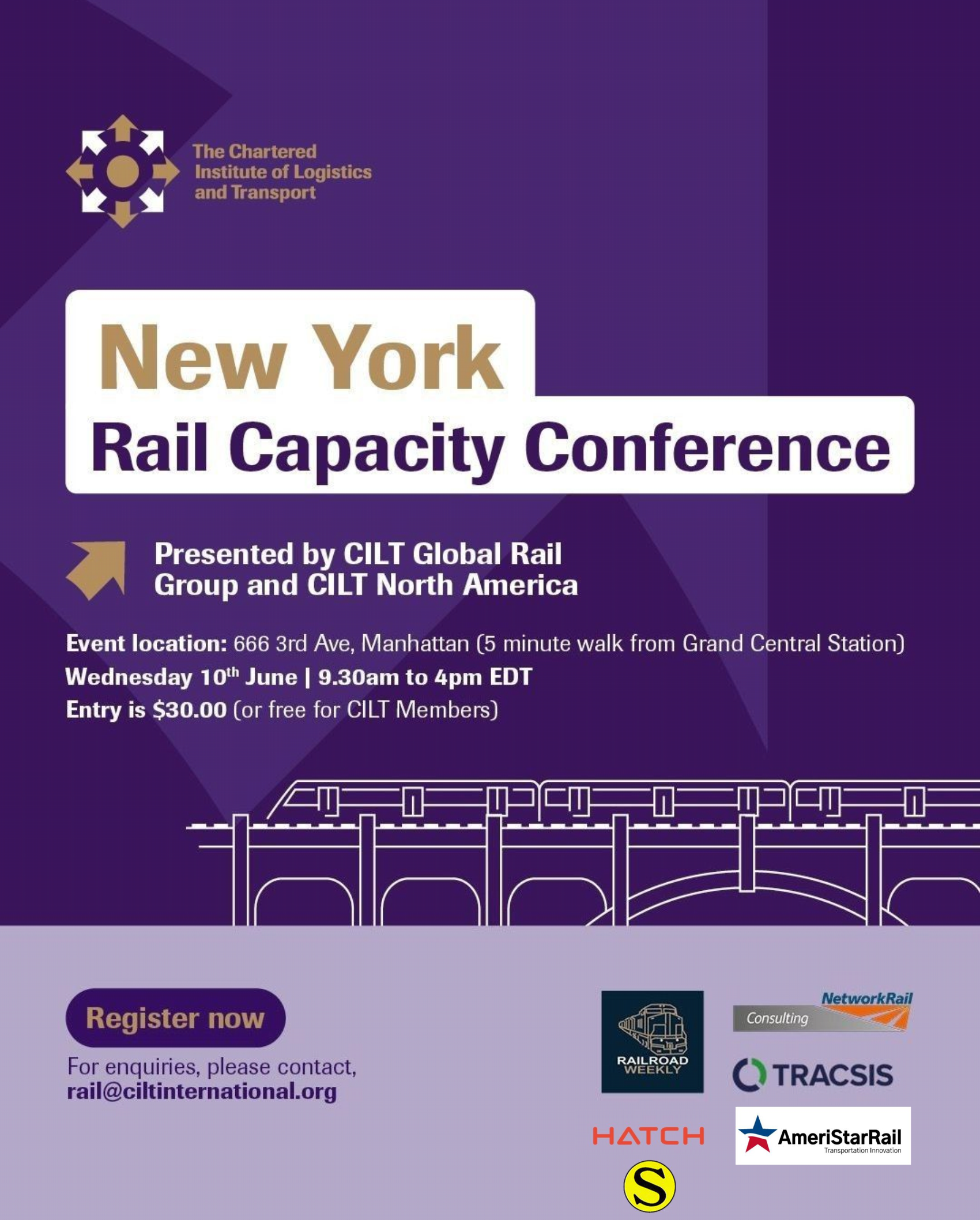 10 June 2026 - New York City – Rail Capacity Conference / CILT Global Rail Group and CILT North America Event