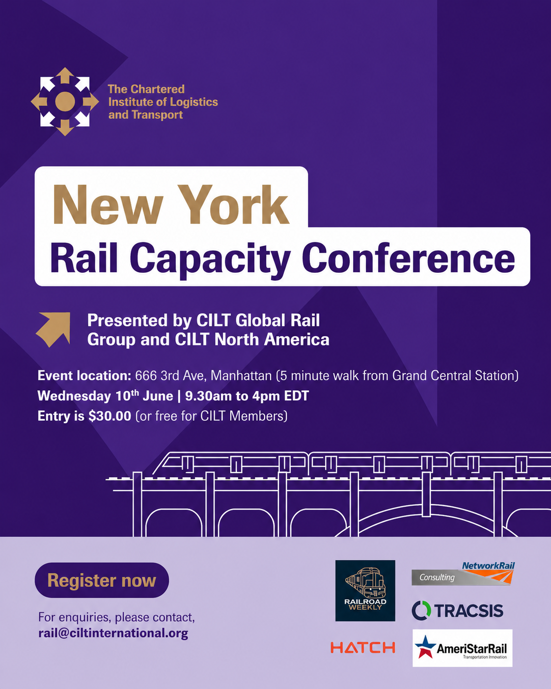 10 June 2026 - New York City – Rail Capacity Conference / CILT Global Rail Group and CILT North America Event