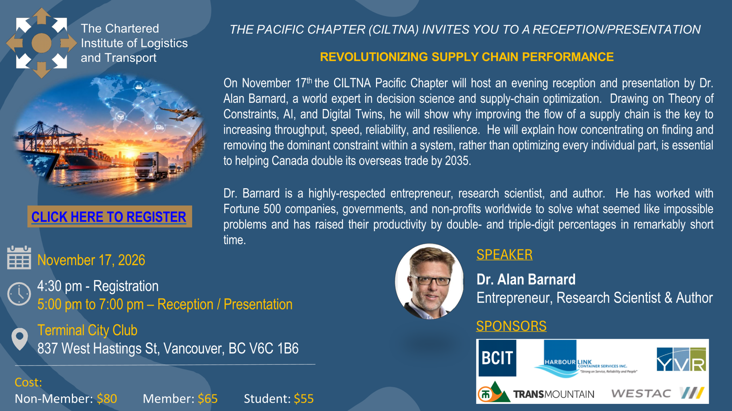 Register Now! November 17, 2026 - Pacific Chapter (CILTNA) presents: Revolutionizing Supply Chain Performance