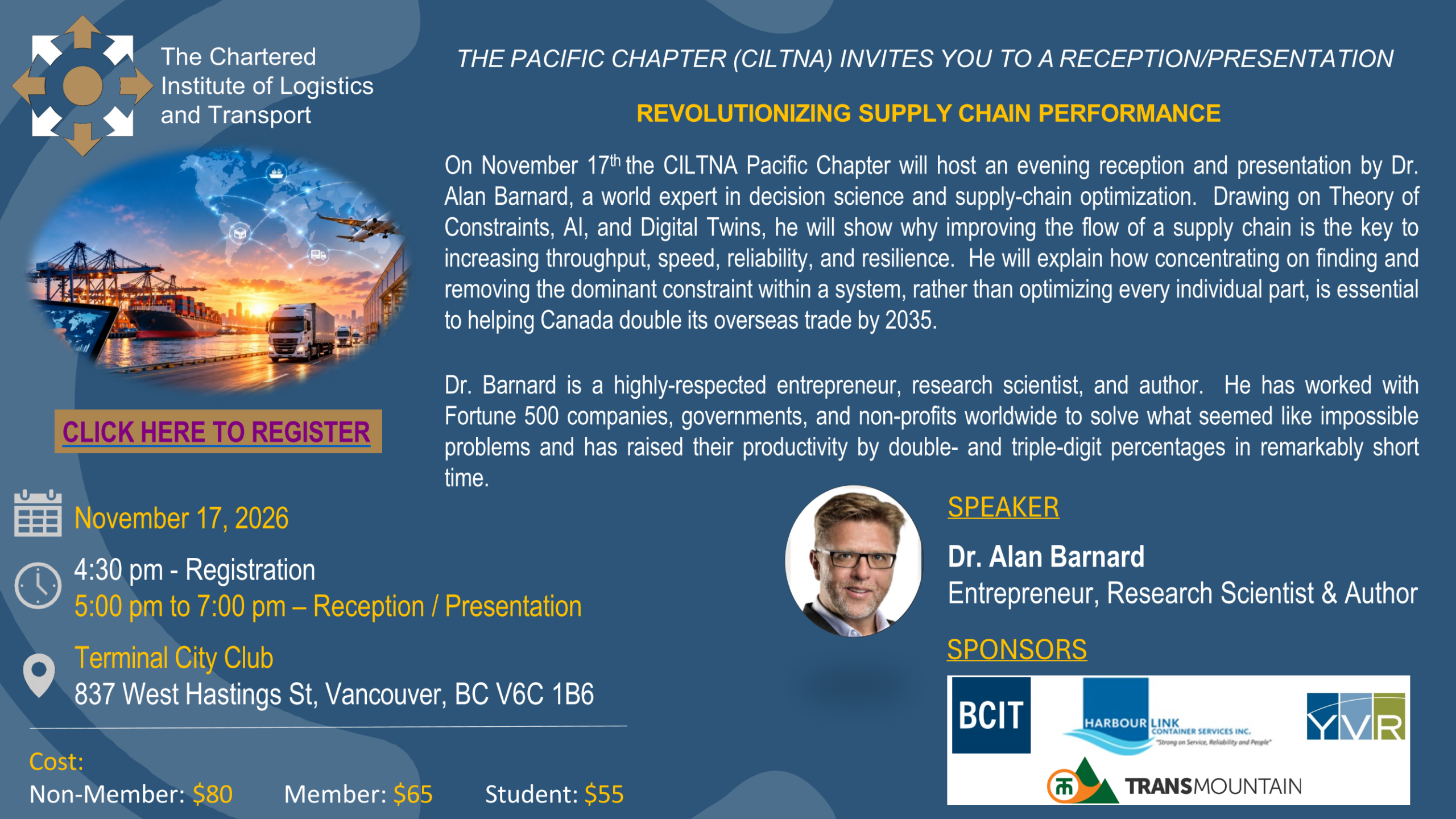 Register Now! November 17, 2026 - Pacific Chapter (CILTNA) presents: Revolutionizing Supply Chain Performance